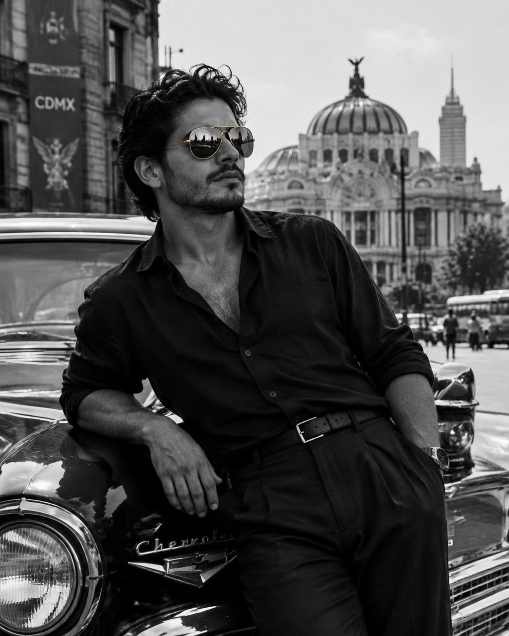 Hombre con lentes aviador en la Ciudad de México
